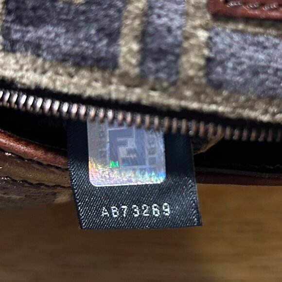 Womens Fendi Zucca Mini Mama Baguette Velour Velvet Leather Shoulder Handbag - Picture 16 of 16